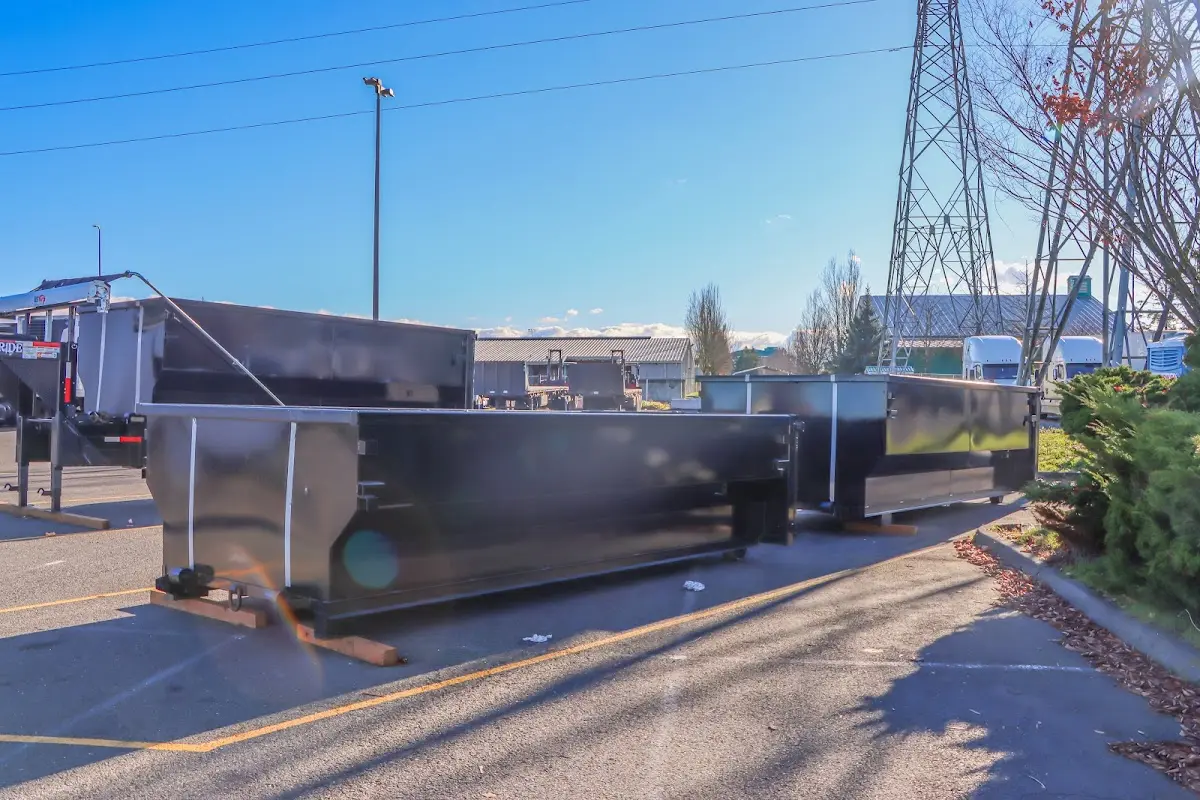 Roll-off dumpster ready for waste disposal at job site for 10 Yard Dumpster Rental in Augusta
